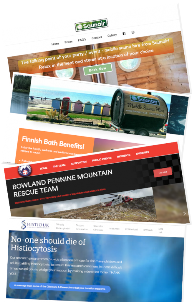 Collage of website design pages in Plymouth and around the UK